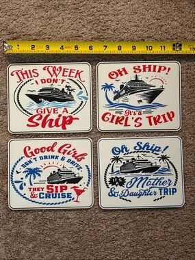 Cruise-Themed sign Set — 4 signs, 4 stands, 16 magnets